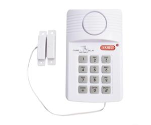 Alarme de porte sans fil pour garage abri de jardin et sécurité domestique avec sirène puissante, contrôle par mot de passe, batterie de secours et fonctionnement multi-mode, y compris retard d'entrée
