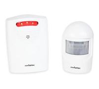 FISHTEC Alarme sans Fil 90dB - Détecteur de Présence Infrarouge 8 m - Portée 120 m - Carillon ou Sirène - Protection Domicile et Alerte Visiteur - Noir et Blanc