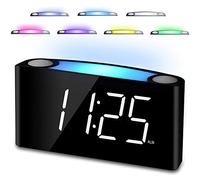 Alarme Horloge Numérique,Grand Affichage à LED & Luminosité Réglable,7 Veilleuses Colorées,Alarme Bruyante,Batterie de Secours,2 Port USB,Snooze,Opération Simple Réveil pour Cuisine,Bureau,Enfant