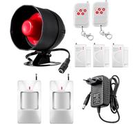 Alarme Maison kit Alarme Anti Intrusion, Sirène Alarme Exterieure 115 DB, Capteur D'Alarme De Porte, Alarme Detecteur De Mouvement Et TéLéCommande