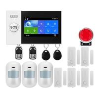Alarme Maison Sans Fil Système d'alarme intelligent Gsm, système de sécurité domestique, avec capteur mouvement Pir, porte, carte Rfid, Kits sans fil(W4B5)
