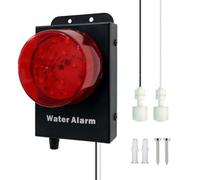 Alarme Niveau d'eau avec 16.4Ft 2 Capteurs, Strobe 120dB, Métal | Alim. Pile 9V 6F22, Double Capteur, Sonde Haute/Basse, Vol. Réglable, pour Pompe Cale, Lave-vaisselle, Sous Évier, Sous-sol