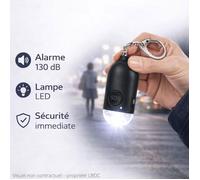 Alarme personnelle sonore 130 dB avec lampe LED - Alarme panique de sécurité - Alarme de poche pour femmes - Rechargeable Noir