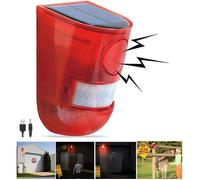 Alarme sonore et lumineuse solaire Détecteur de mouvement Sirène 110 décibels Alerte sonore et avertissement flash 6LED Système