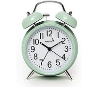 Alarme sonore pour les dormeurs profonds} Réveil double horloge 4 pouces, rétroéclairage pour chambre et décoration intérieure (vert)