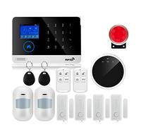 Alarmes Maison, Tuya GSM Protection de sécurité à Domicile système d'alarme Intelligent écran Tactile Kit antivol Application Mobile télécommande RFID Bras et désarmer(W2B19)
