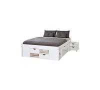 ALASKA - Lit 140x190cm multi-rangement Vernis Blanc -