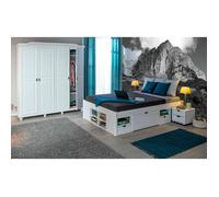 ALASKA - Pack Lit 160x200cm Multi-Rangements + Armoire 4 Portes