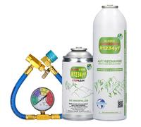 Alaska Refrigerants Réfrigérant de remplacement R1234yf pour véhicules + colmatant de fuites + tuyau et manomètre