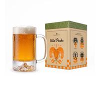 Alaskan MAKER Chope à bière 600 ml - Animal & montagne en relief (Mouflon) | Relief 3D trompe-l’œil - Verre massif 980 g - Finitions à la main - Coffret prêt à offrir - Gravure du nom de l’animal