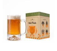 Alaskan MAKER Chope à bière 600 ml - Animal & montagne en relief (Ours) | Relief 3D trompe-l’œil - Verre massif 980 g - Finitions à la main - Coffret prêt à offrir - Gravure du nom de l’animal