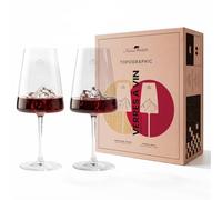 Alaskan MAKER Coffret 2 verres à vin relief 3D (Mont Blanc & Everest) | 2 verres à vin 400 ml à partager - Montagnes 3D fidèles - Borosilicate soufflé bouche - Coffret rigide à fermeture aimantée