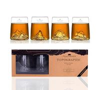 Alaskan MAKER Coffret 4 shooters Tre Cime Matterhorn Monte Rosa Tofane | 4 shooters de 6,5 cl - Reliefs montagne 3D - Verre borosilicate soufflé artisanalement - Coffret prêt à offrir