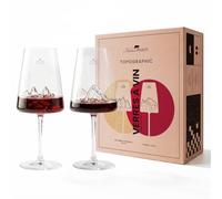 Alaskan MAKER | Coffret de 2 verres à vin 400 ml - Verre borosilicate soufflé bouche - Montagne en relief 3D au fond | Coffret premium aimanté | TOPOGRAPHIC (Tre Cime di Lavaredo & Tofane)