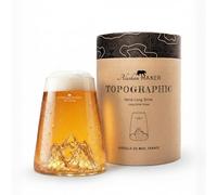Alaskan MAKER Verre à bière original TOPOGRAPHIC (Aiguille du Midi) | Montagne en relief topographique 3D - Verre borosilicate soufflé à la bouche - 450 ml