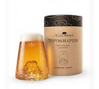 Alaskan MAKER Verre à bière original TOPOGRAPHIC (Kilimanjaro) | Montagne en relief topographique 3D - Verre borosilicate soufflé à la bouche - 450 ml