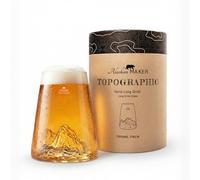 Alaskan MAKER Verre à bière original TOPOGRAPHIC (Tofane) | Montagne en relief topographique 3D - Verre borosilicate soufflé à la bouche - 450 ml