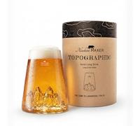 Alaskan MAKER Verre à bière original TOPOGRAPHIC (Tre Cime di Lavaredo) | Montagne en relief topographique 3D - Verre borosilicate soufflé à la bouche - 450 ml