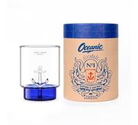 Alaskan MAKER Verre à eau original 360 ml - Figurine 3D de la mer | Verre de table à l’unité - Fond cobalt - Borosilicate soufflé à la bouche - Gravure maritime - Coffret cadeau prêt à offrir