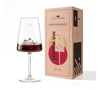 Alaskan MAKER Verre à vin 400 ml - Verre borosilicate qualité supérieure soufflé bouche avec montagne en relief 3D au fond | Coffret rigide carton premium aimanté | TOPOGRAPHIC (Everest)