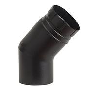 Alasmalto Aeternum Canal de fumée céramique, noir mat, Certifié CE EN 1856 - 2 T600 N1 d V2 l80050 g (800) m, Système innovant de fixation à clipser gastop, Ø120 mm. 45 °, Porcelaine, Noir Opaque