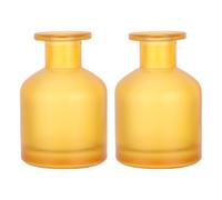 Alasum 2 Pièces Bouteille Diffuseur Cylindrique en Verre Jaune 130ml sans Flamme pour Parfum D'ambiance, Design Élégant et Polyvalent Chambre et Salon