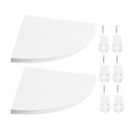 Alasum 2 Pièces Étagère D’Angle Suspendue en Bois, Murale Triangulaire | Texture Bois Blanc, Pose sans Perçage, Structure Stable et Gain de Place pour Livres et Câbles