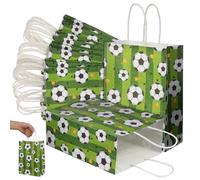 Alasum 24 Pièces Paquet Présent en Papier Vert Pliable avec Poignées pour Fête de Football et Anniversaire Garçon, Paquet de Foot Pratique pour Shopping et Fête