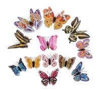 Alasum 36 Pièces Stickers Muraux Papillons 3d Réalistes, Décorations Murales Papillons Lumineux Double Couche en Plastique, Autocollants Adhésifs pour Chambre D’garçon et Filles, Fête