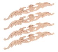 Alasum Appliques en Bois Kaki en Bois Sculpté pour Meubles et Fenêtres, Lot de 4 Pièces Finition Polie Fine, Style Européen Généreux, Idéal pour Pendaison de Crémaillère