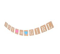 Alasum Bannière Décoration Unique et Facile à Utiliser Gender Reveal en Papier Marron Corde en Chanvre pour Annonces Bébé ou Fêtes D'anniversaire Garçon et Filles