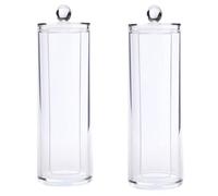 Alasum Boîtes de Rangement Rondes Transparentes Accessoire Pratique Lot de 2 en Plastique 7x7x19 Cm Organisateur Cosmétique Compact et Étanche pour Coton Démaquillant pour Salle de Bain