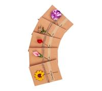 Alasum Cartes de Vœux Vintage Fleurs Décoratives Séchées en Papier Kraft Lot de 5 Pièces Couleur Aléatoire Présent pour Anniversaire, Mariage et Fêtes Spéciales