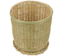 Alasum Corbeille en Bambou Tressé Artisanale avec Couvercle, Panier de Rangement Polyvalent pour Linge ou Déchets, Dimensions 25x20 Cm, Maison