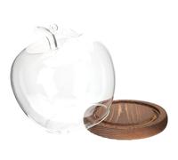 Alasum Couvercle en Verre pour Figurines et Fleurs Préservées, Design Créatif Base Plate en Bois, Protection Stable Saint-Valentin