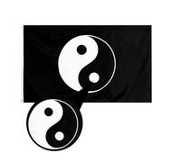 Alasum Drapeau Religieux Suspendu Yin Yang Poisson Noir, Bannière Décorative Unique pour Jardin, Décoration Extérieure et Murale, Bannière Religieuse de Patio, Ambiance Zen et Symbolique