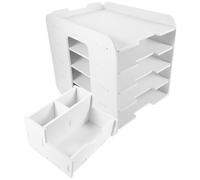 Alasum Étagère de Rangement pour Dossiers Pupitre à Livres en Composite Bois-Plastique Blanc, Design Empilable, Grosse Capacité pour Bureau et Espace de Travail
