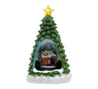 Alasum Figurines animées et Musicales représentant des Maisons de Village de Noël, Maisons enneigées en résine avec Train Lumineux LED tournant, décoration de Table pour Les fêtes de Fin