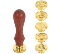 Alasum Kit de Sceau de Cire Prise en Main Confortable Manche en Bois Vintage de Noël et Têtes en Alliage, Gravure Haute Définition pour Cartes et Emballages Festifs