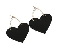 Alasum Lot de 2 Panneaux Noirs de Cœur en Bois avec Corde, Tableau Mural Décoratif pour Message, Ardoise Double Face pour Décoration Maison