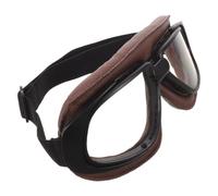Alasum Lunettes de Protection Moto Vintage pour Adulte, Anti-poussière et Coupe-vent Sangle Réglable, Style Rétro en Abs, Cuir Pu et Mousse Confortable