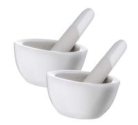 Alasum Mortier et Pilon Outil Cuisine en Céramique Lot de 2 Blanc Finition Fine Forme Ronde pour Broyer Épices et Herbes