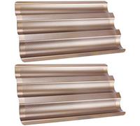Alasum Moules à Baguette Français en Acier Carbone Antiadhésif 2 Pièces 3 Fentes Perforées pour Cuisson Four Pratique et Solide