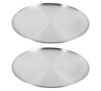 Alasum Plaques à Pizza Argenté Surface Lisse Antiadhésive en Acier Inoxydable Lot de 2 Rondes pour Servir Barbecue et Cuisson Four