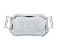 Alasum Plateau de Service Acier Inoxydable avec Poignées Plateau Géométrique Argenté pour Fruits Bonbons et Collations Organiseur Pratique pour Table et Buffet