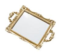 Alasum Plateau Miroir Décoratif en Résine et Verre Or Élégant pour Affichage de Pâtisseries et Bonbons la Maison L'hôtel Style Nordique Rétro