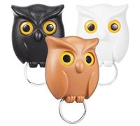 Alasum Porte-clés Forme Hibou en Plastique 3 Pièces Adhésif Mural Adorable et Décoratif, Crochets Solides pour Suspendre Clés ou Petits Objets