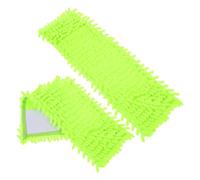 Alasum Serpillière de Remplacement Performance de Nettoyage en Chenille Verte 2 Pièces Absorption d'eau Élevée pour Balai Plat pour Usage Domestique