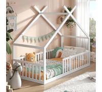 Alavya Home Lit au sol DREAM 80x160 cm Hêtre Blanc - Lit Montessori enfant