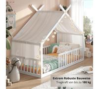 Alavya Home Lit au sol DREAM 80x160 cm hêtre - set complet, blanc